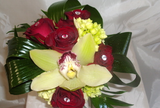 Bqt orchids, roses, hydrang aspidistra